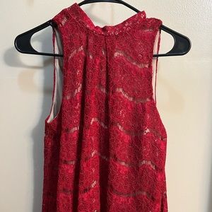 Red/Tan floral lace top